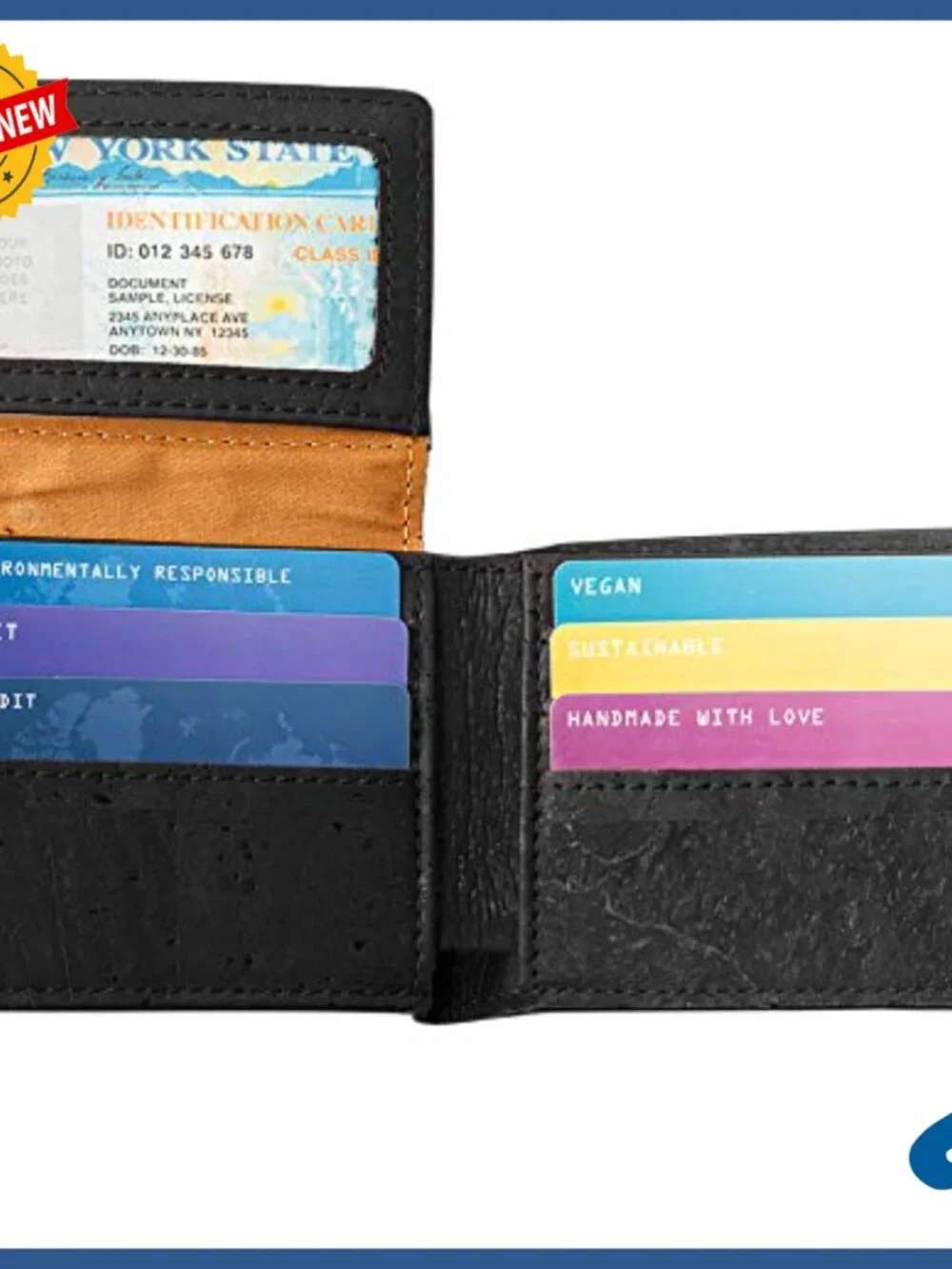 Men's Vegan Leather Bifold Wallet RFID Blocking 6 Card Slots